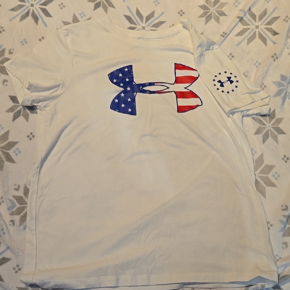 Under Armour Kids White T-Shirt with Red and Blue Logo